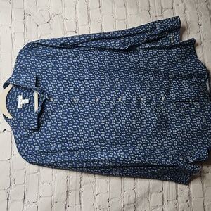 Bar III Men's Slim Fit Pineapple Print Dress Shirt Blue 16 16.5